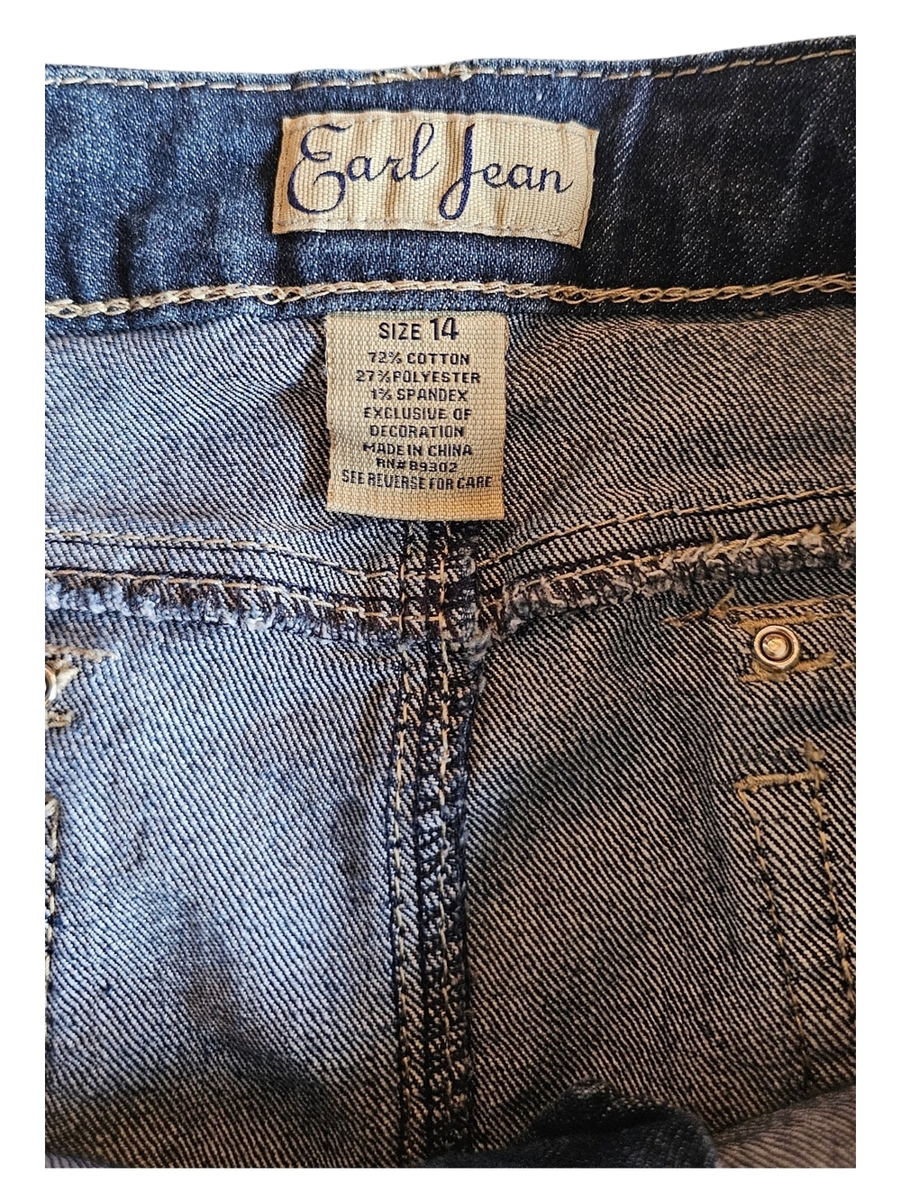 Earl Jeans Y2K Dark Wash Denim Mini Skirt Contrast Stitch Size 14 - Picture 4 of 8